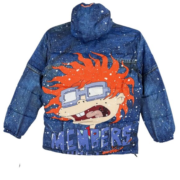 Members Only Men's Nickelodeon Rugrats Blue Puffer Coat Jacket Size Medium NWT - Picture 1 of 14